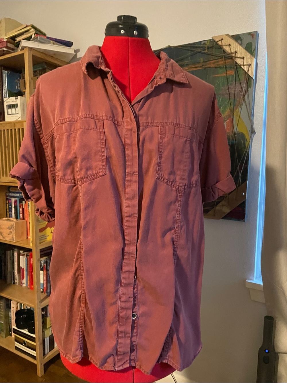 Women’s Rust Button-Up Shirt - Casual Short Sleeve